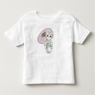 Kawaii Cat in  Kimono, by Natasha Us   Toddler T-Shirt