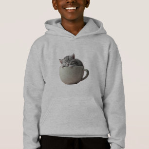 Kawaii Cat in Matcha Latte Cute Aesthetic Hoodie