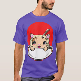 Kawaii Cat In Ramen Bowl And Japanese Sun T-Shirt