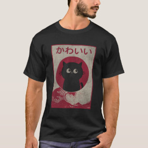 Kawaii Cat Japanese Black Anime Nager T-Shirt