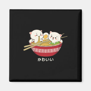 Kawaii Cat Japanese Tokyo Anime Cat Ramen T Shirt Magnet