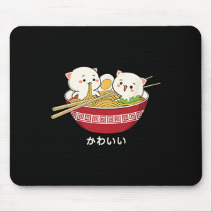 Kawaii Cat Japanese Tokyo Anime Cat Ramen T Shirt Mouse Pad