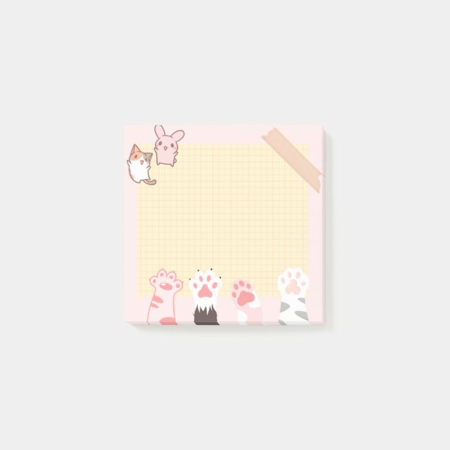  kawaii cat kitty pastel pet lover meow kitten c post-it notes (Front)