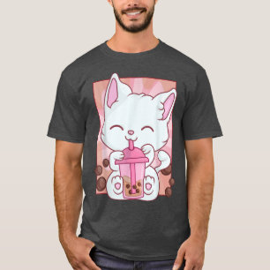 Kawaii Cat Maneki Neko Girls Women, Anime Boba Bub T-Shirt