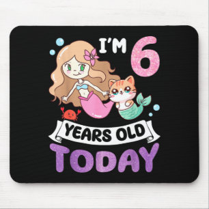 Kawaii cat mermaid i’m 6 years old 6th birthday mouse pad