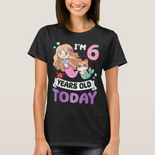 Kawaii cat mermaid i’m 6 years old 6th birthday T-Shirt