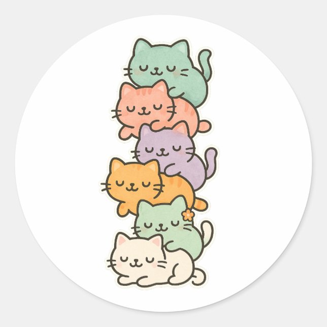 Kawaii Cat Mountain Pastel Sticker (Front)
