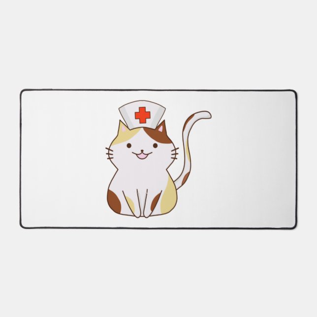 Kawaii Cat Nurse  Desk Mat (Front)