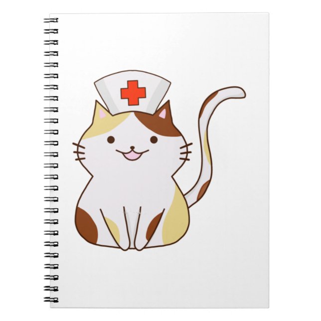 Kawaii Cat Nurse  Notebook (Front)