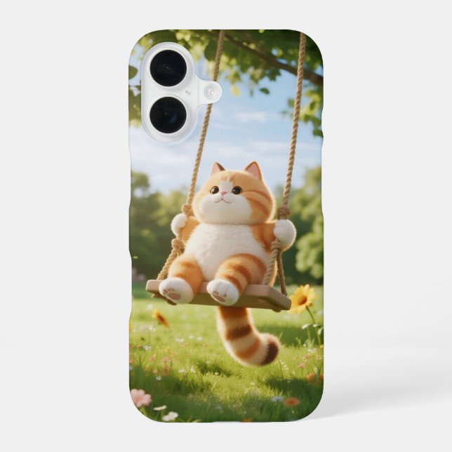 Kawaii Cat on Swing Phone Case  (Back)