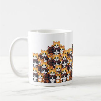 Kawaii Cat Pattern in Soft Colours Mug