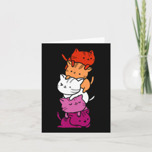 Kawaii Cat Pile Orange Pink Lesbian Pride Men Wome Card