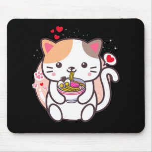 Kawaii Cat Ramen Anime Japanese Food Girls Officia Mouse Pad