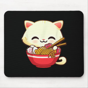 Kawaii Cat Ramen Japanese Food Funny Anime Girls T Mouse Pad