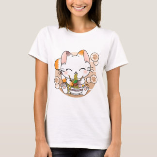 Kawaii Cat Ramen Noodles Otaku Japanese Anime Neko T-Shirt
