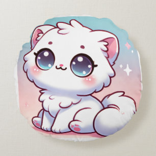  Kawaii Cat round Pillow