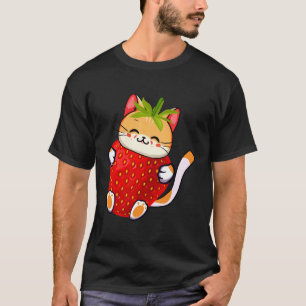 Kawaii Cat Strawberry Milk Japanese Anime T-Shirt