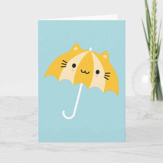 Kawaii Cat Umbrella Card (Front)