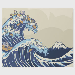 Kawaii Cat Wave Wrapping Paper
