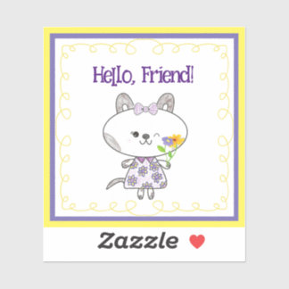 Kawaii Cat Winking Hello Friend