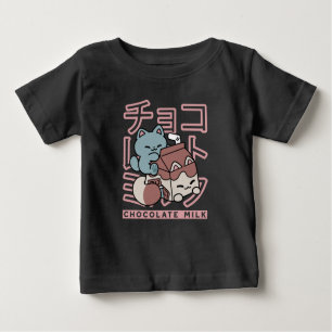 Kawaii Cat with Chocolate Milk – Japanese Pop Art  Baby T-Shirt