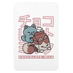 Kawaii Cat with Chocolate Milk – Japanese Pop Art Magnet