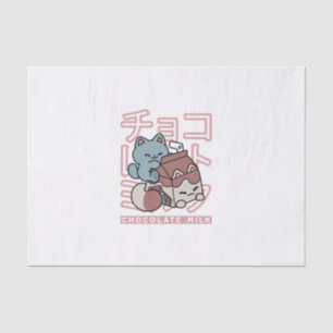 Kawaii Cat with Chocolate Milk – Japanese Pop Art Tissue Paper
