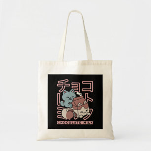 Kawaii Cat with Chocolate Milk – Japanese Pop Art Tote Bag