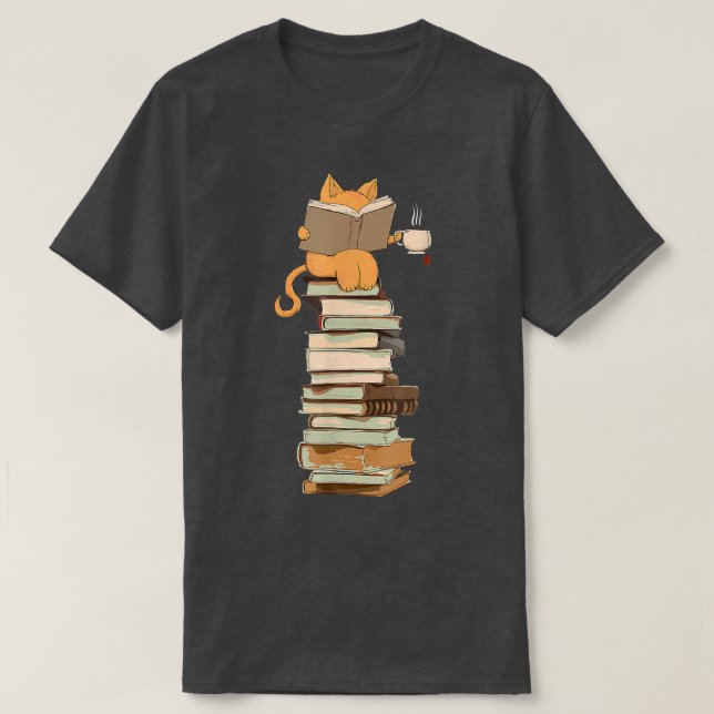 Kawaii Cats Book Lover Cat  T-Shirt (Design Front)