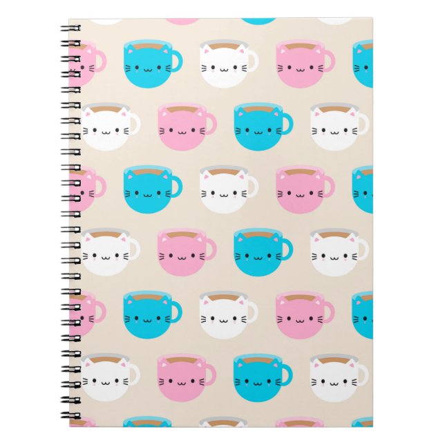 Kawaii Cats Cup of Tea Notebook (Front)
