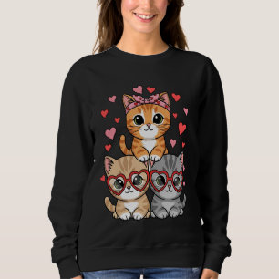 Kawaii Cats Heart Pastel Anime Kitty Love Aestheti Sweatshirt