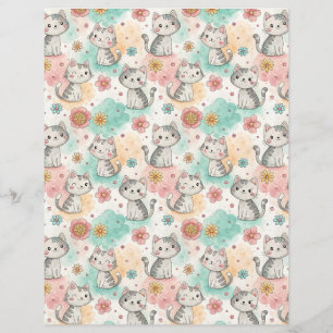 Kawaii cats kitty pattern scrapbook paper