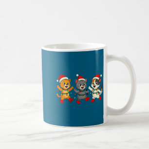 Kawaii Cats Santa Hat Dancing Lights Christmas Dan Coffee Mug