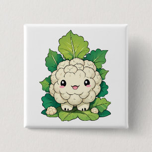 Kawaii Cauliflower 15 Cm Square Badge