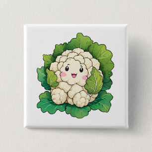 Kawaii Cauliflower 15 Cm Square Badge