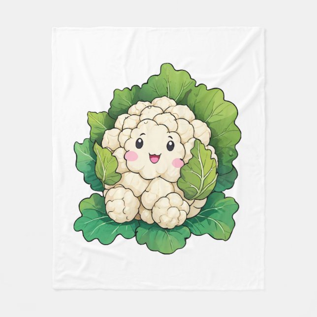 Kawaii Cauliflower Fleece Blanket (Front)