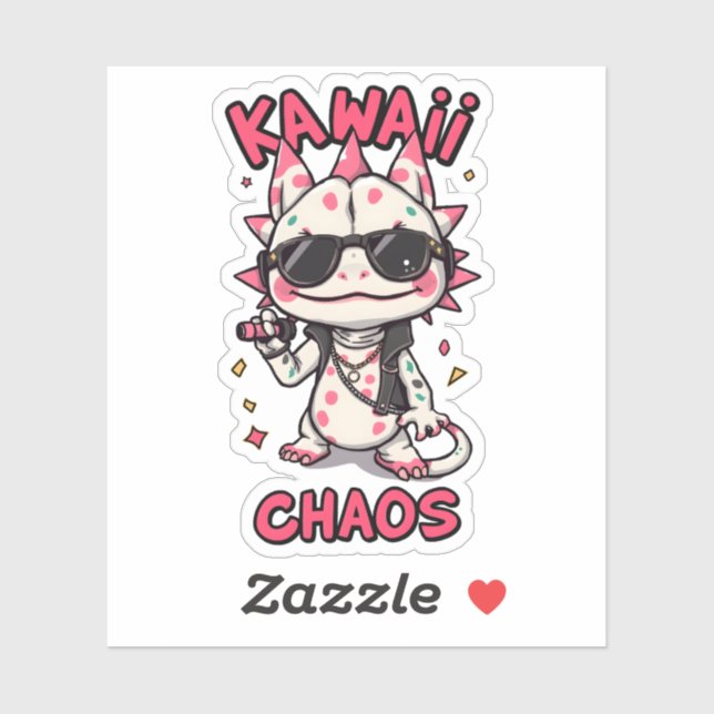 Kawaii Chaos Cool Axolotl Sunglasses LeatherJacket (Sheet)