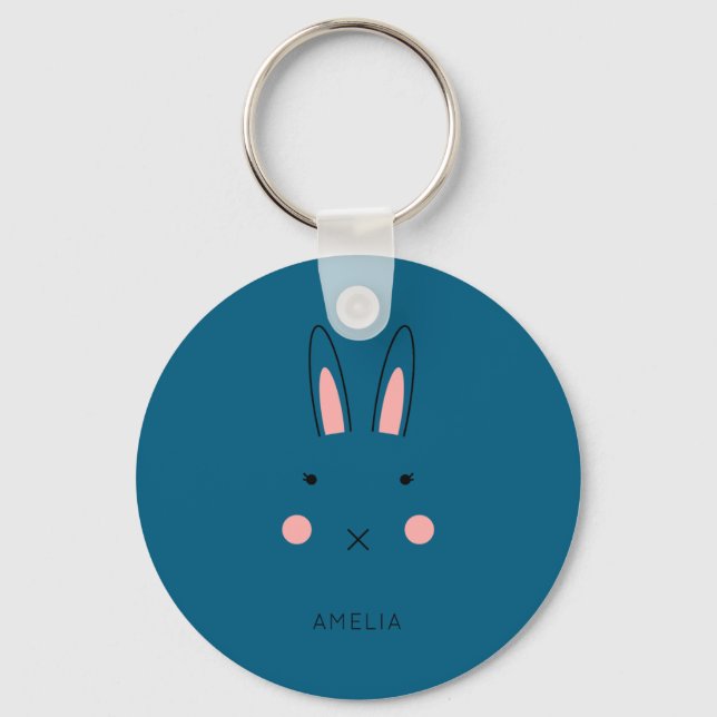 Kawaii Character Bunny Pink Easter Easter Key Ring (Front)