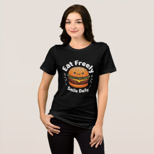 Kawaii Cheeseburger - Eat Freely, Smile Daily Tri-Blend Shirt