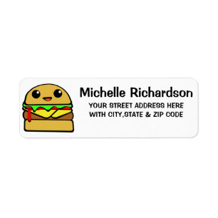 Kawaii Cheeseburger Return Address Label