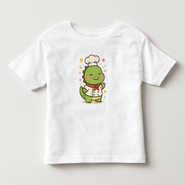 Kawaii Chef Dinosaur – Cute Dino Jobs Toddler T-Shirt (Front)