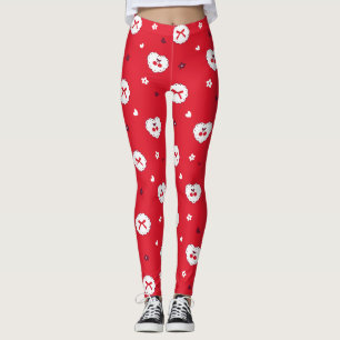 Kawaii Cherries and Bows Pattern Leggings