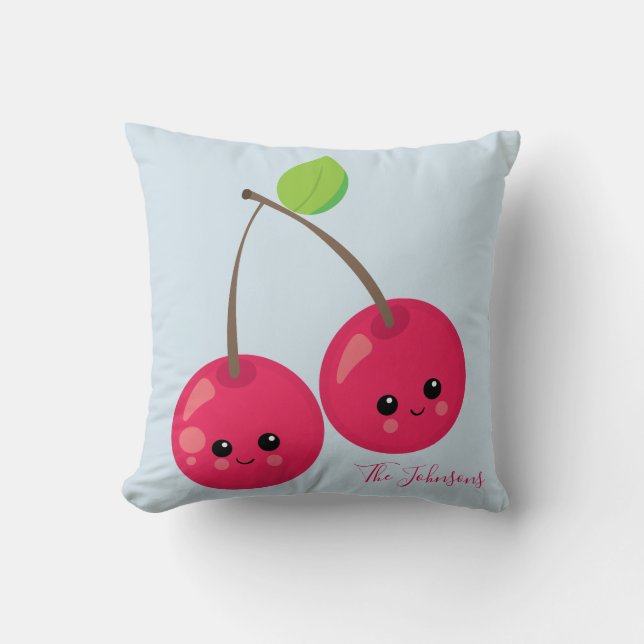 Kawaii Cherry Charm Cushion (Front)