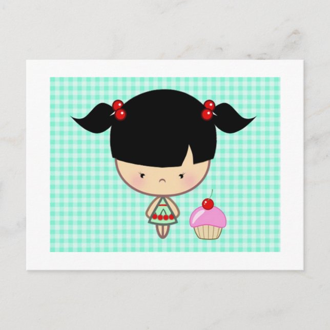 Kawaii Cherry Cupcake Postcard (Front)