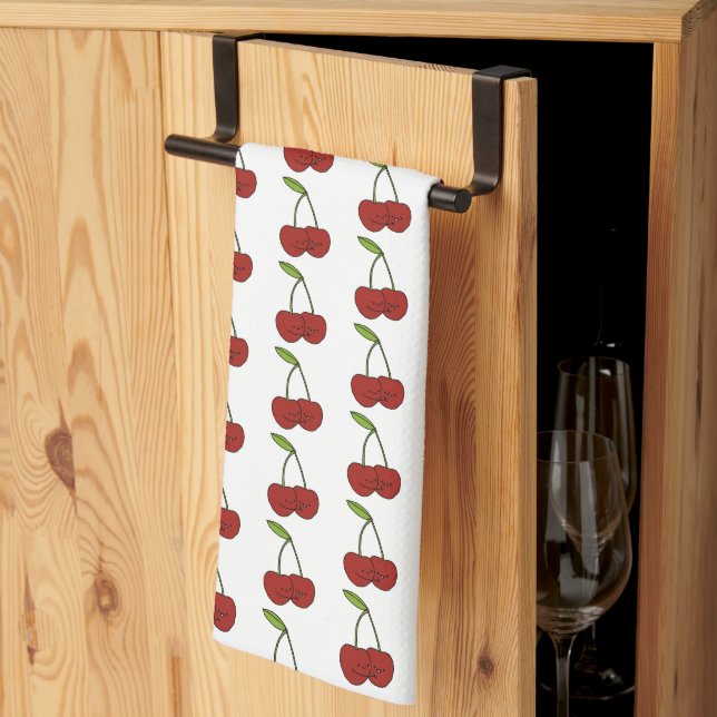 Kawaii Cherry Love  Tea Towel (Thirds Fold)