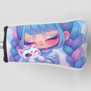 Kawaii Chibi Anime Girl Cosy Kitty Cuddle Art Golf Head Cover