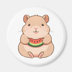 Kawaii Chibi Capybara Eating Watermelon Slice Magnet