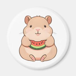 Kawaii Chibi Capybara Eating Watermelon Slice Magnet
