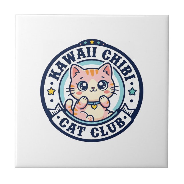 Kawaii Chibi Cat Cat Mum Gift Idea - Kawaii Chibi  Ceramic Tile (Front)
