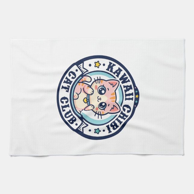 Kawaii Chibi Cat Cat Mum Gift Idea - Kawaii Chibi  Tea Towel (Horizontal)